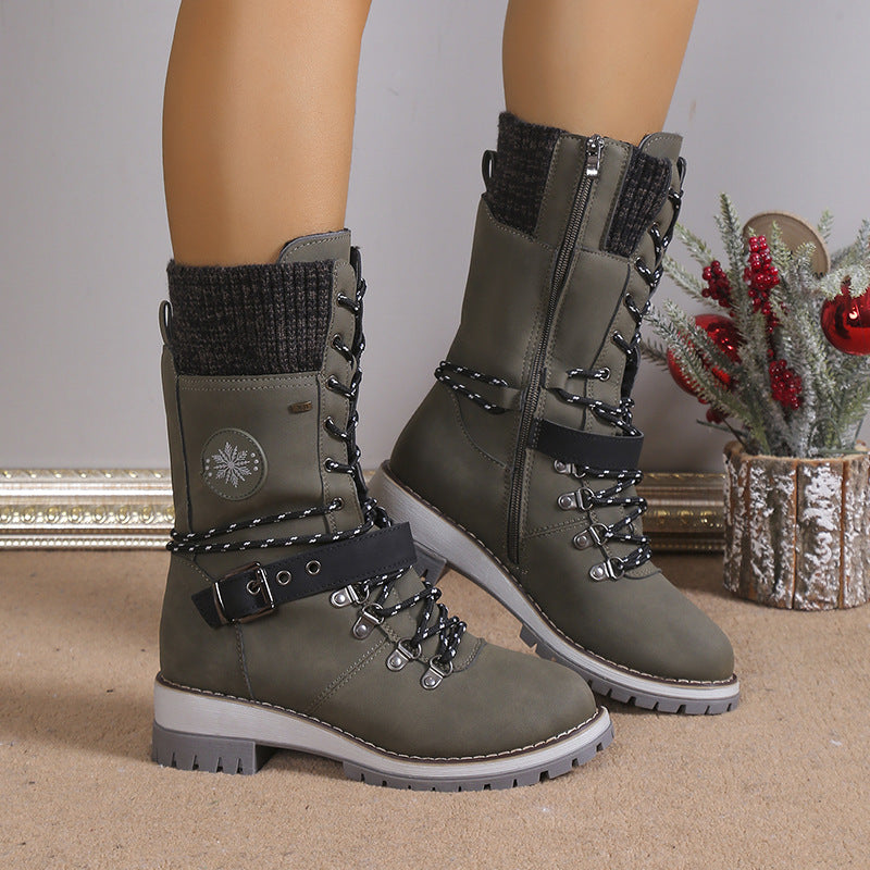 Women's Fur Integrated Knee-High Snow Boots