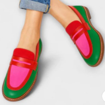 Women's Color-Blocked Round-Toe Loafers