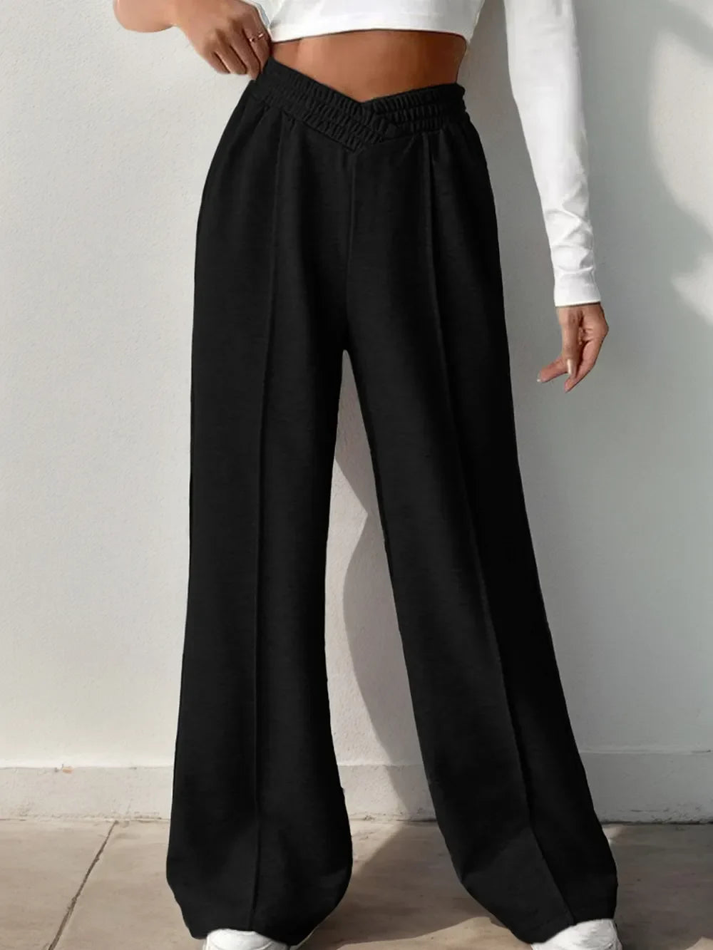 Pantalones de pernera ancha con cintura elástica