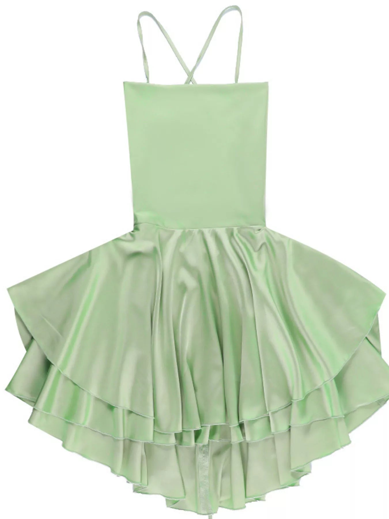 Vestido camisero sin espalda con volantes y capas