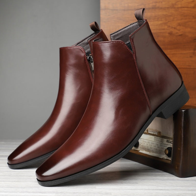 Plus Size High-top Leather Boots Men
