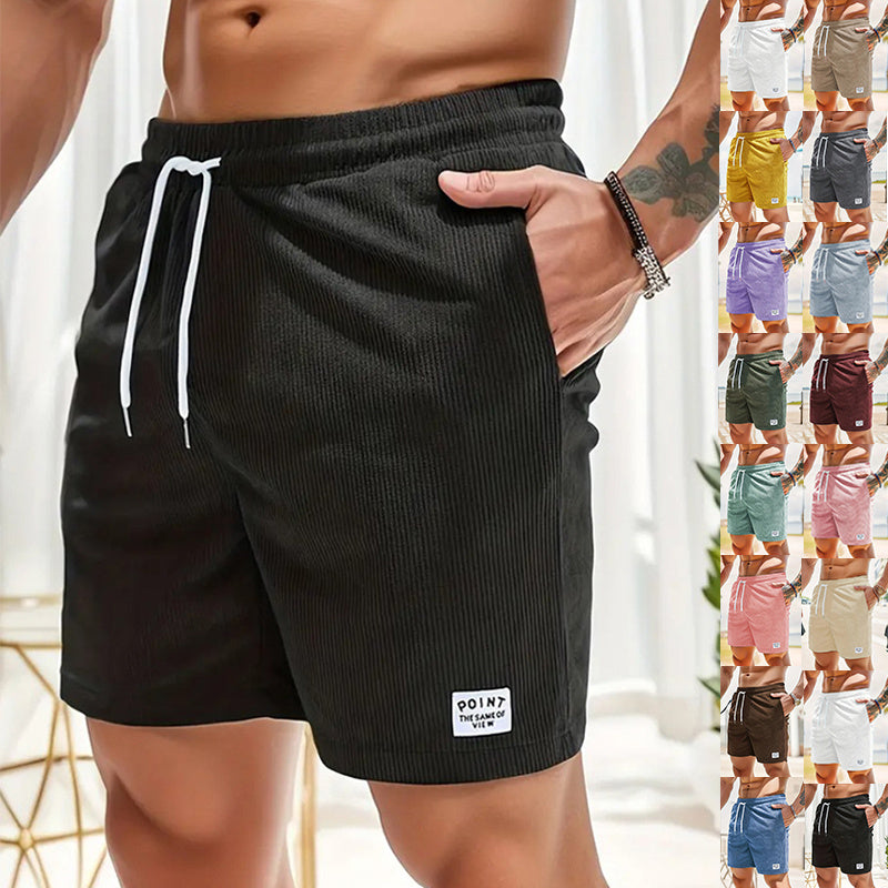 Pantalones cortos de cordón con cordones, pantalones cortos deportivos de pana para hombre, ropa de hombre