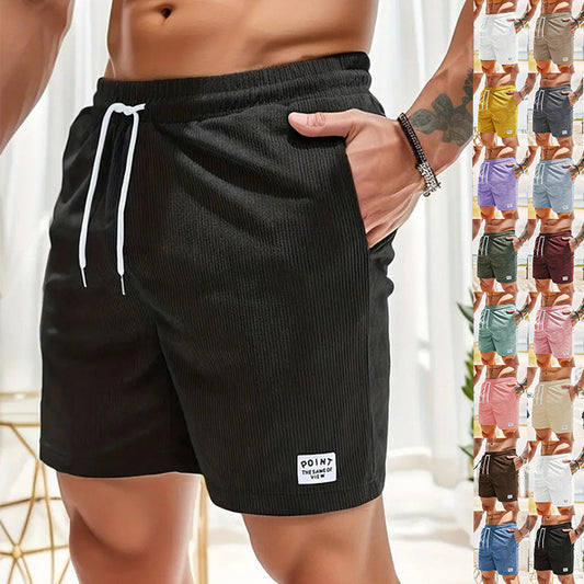 Pantalones cortos de cordón con cordones, pantalones cortos deportivos de pana para hombre, ropa de hombre