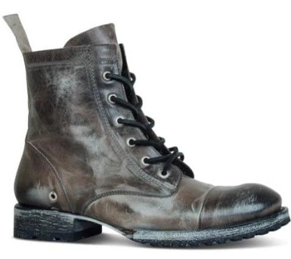 Retro Lace-Up Round-Toe Boots
