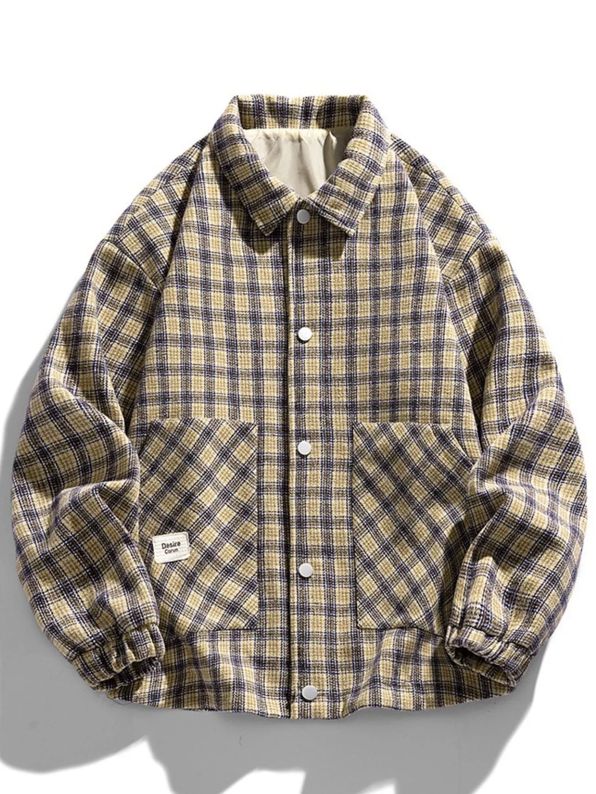 Men's Plus Size Casual Plaid Button-Up Jacket