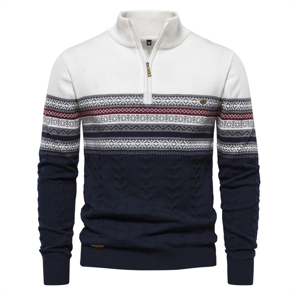 2026 Autumn And Winter New Fashion European Size Cross-border Collar Men's Sweater Half Zipper Knitted High Quality Joker Men's Clothing