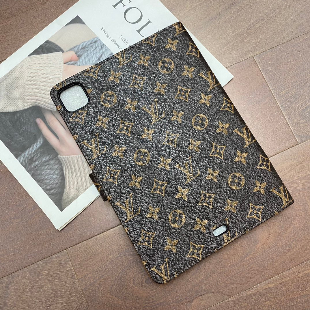 Funda para iPad Apple de cuero Monogram de lona de lujo con diseño temático de verano fresco