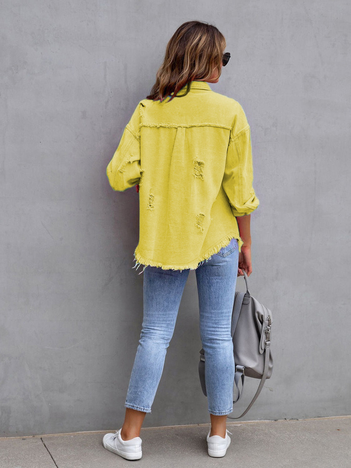 Chaqueta de mezclilla oversize con efecto desgastado