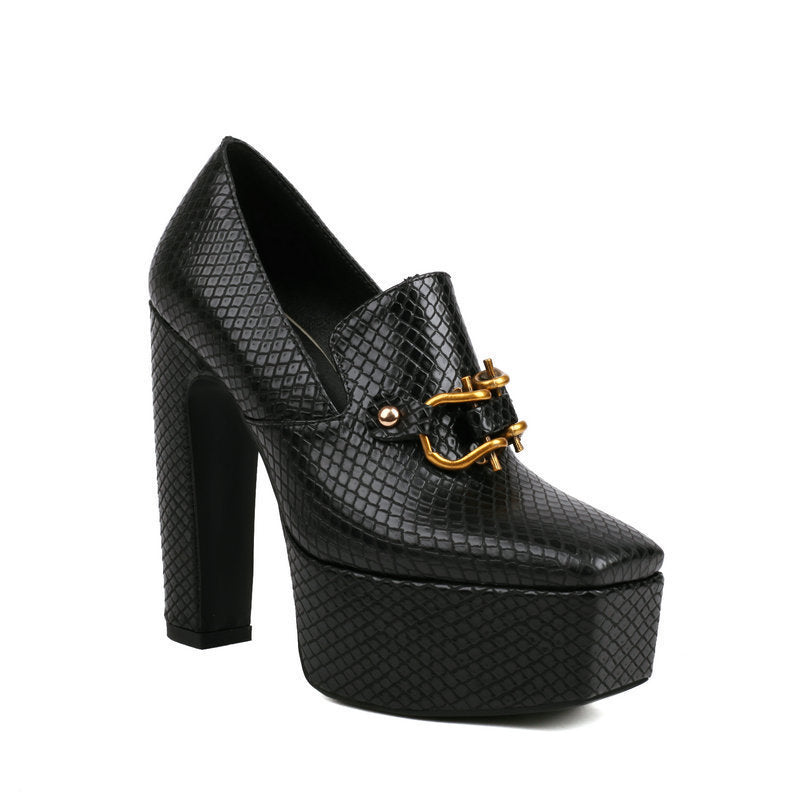 Snake-Print Block-Heel Boots