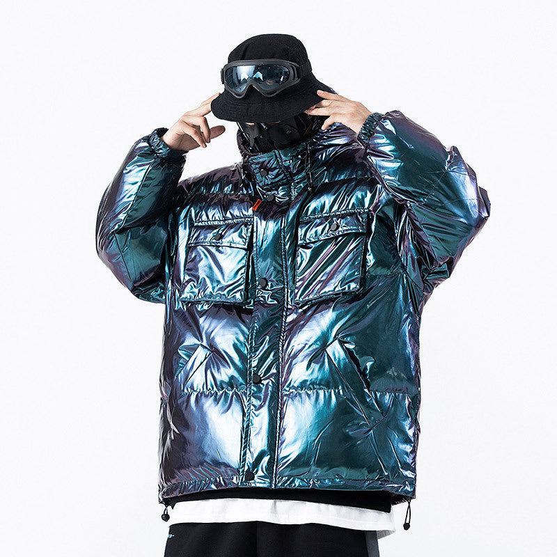 Parkas reflectantes oscuras de carga, chaquetas acolchadas de hip hop para hombre, abrigos Harajuku cortavientos, Techwear