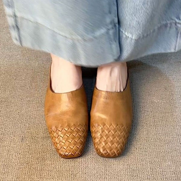 Women's Retro Woven Closed-Toe Half Slippers