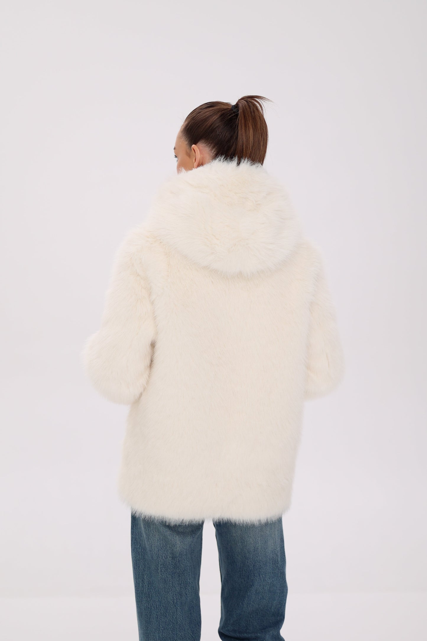⇆ Chaqueta Reversible con Capucha de Mezcla de Lana