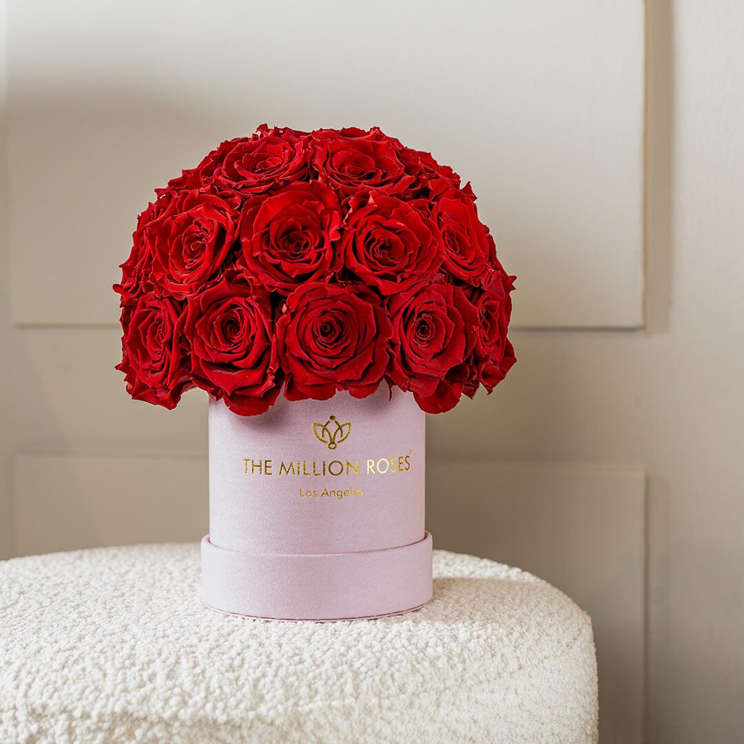 Caja Basic Superdome de Gamuza Rosa Claro | Rosas Rojas