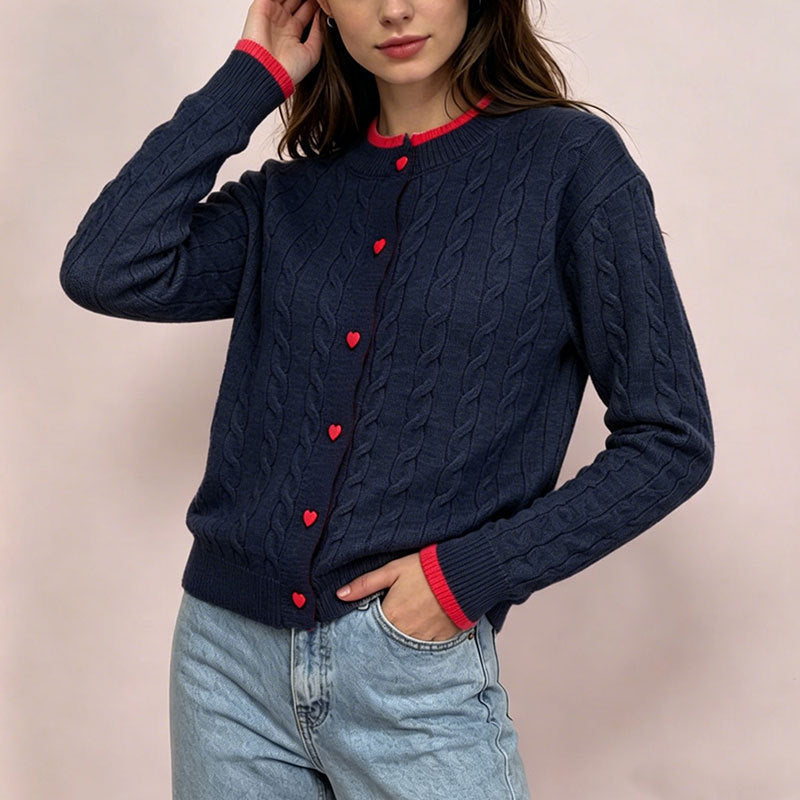 Autumn Sweater With Color-block Design Round Neck And Long Sleeves