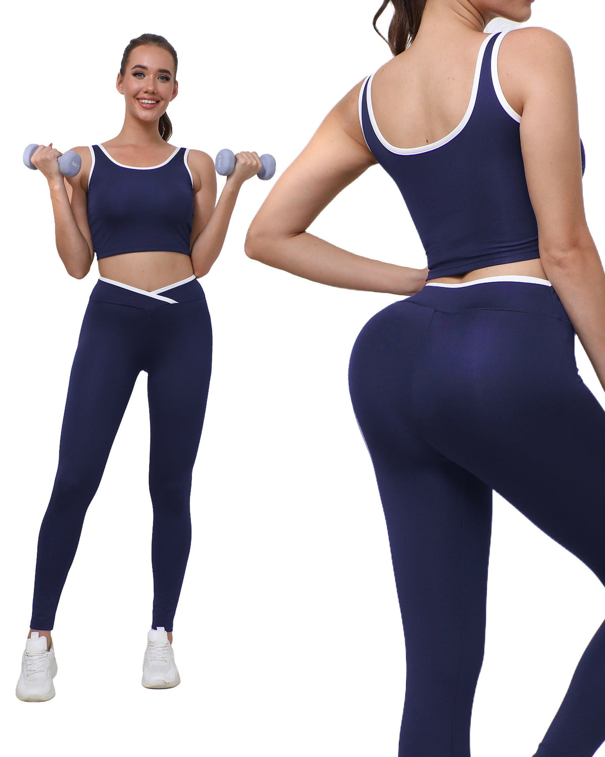 European And American Style High-Waisted Butt-Lifting Pants, Breathable Fitness Running Tank Top Set, Outdoor Women's Yoga Wear