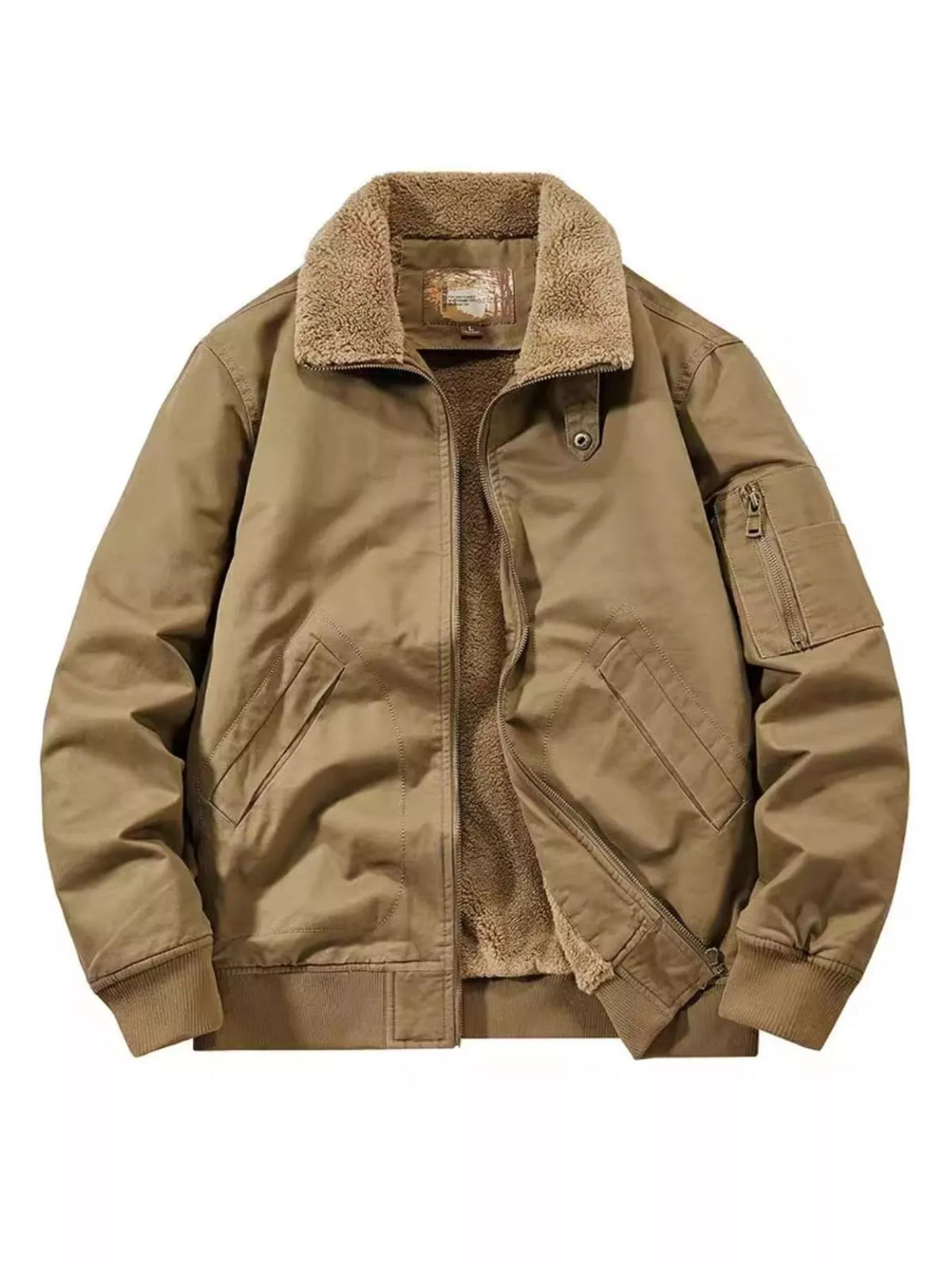 Men's Plus Size Zip Up Sherpa Lined Jacket