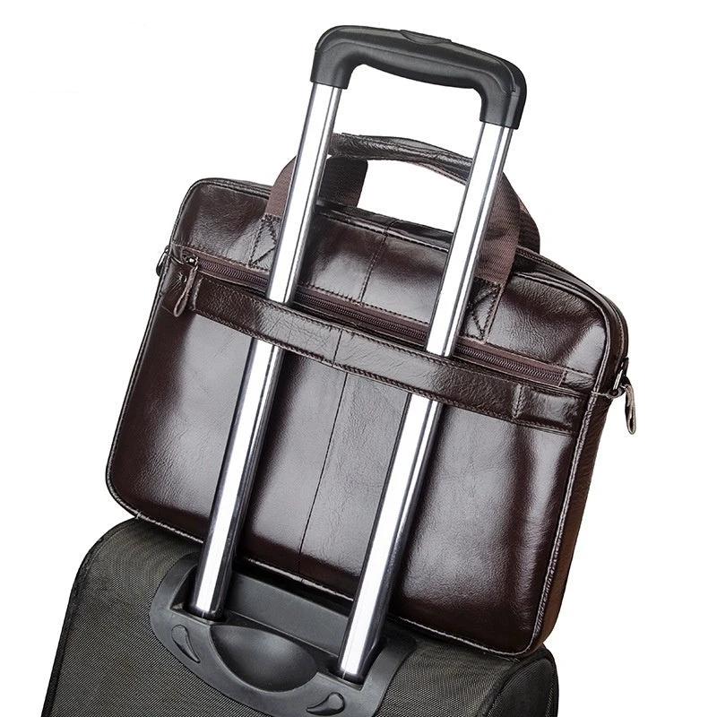 Cowhide Men's Briefcase Large Capacity