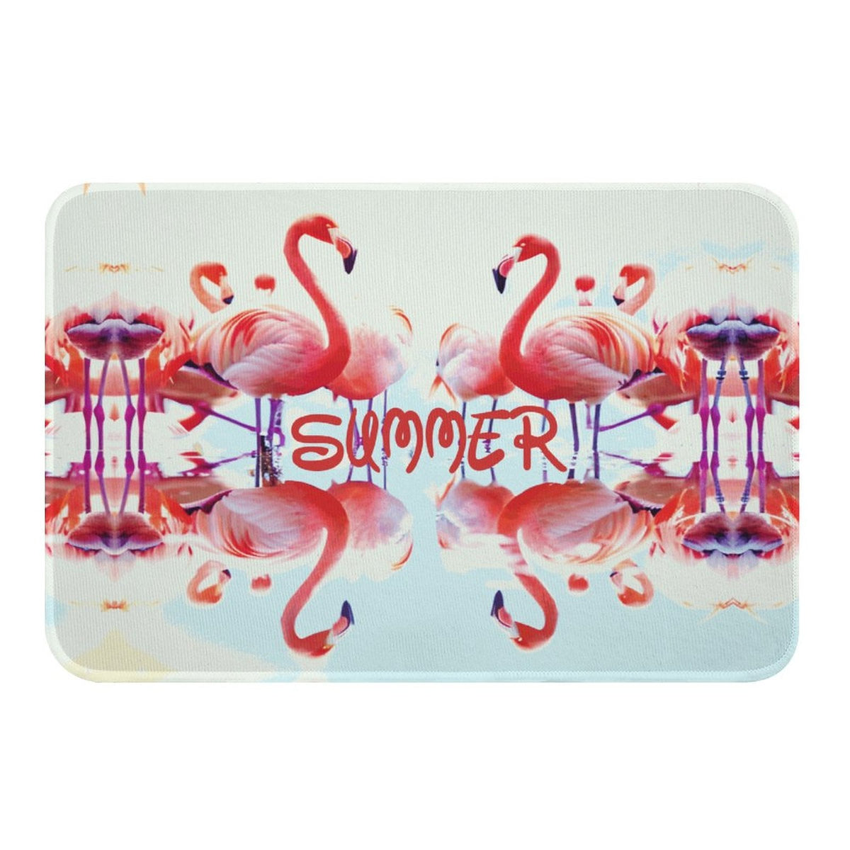 Pink Flamingos Summer Design Crystal Velvet Bath Mat (Made in USA)