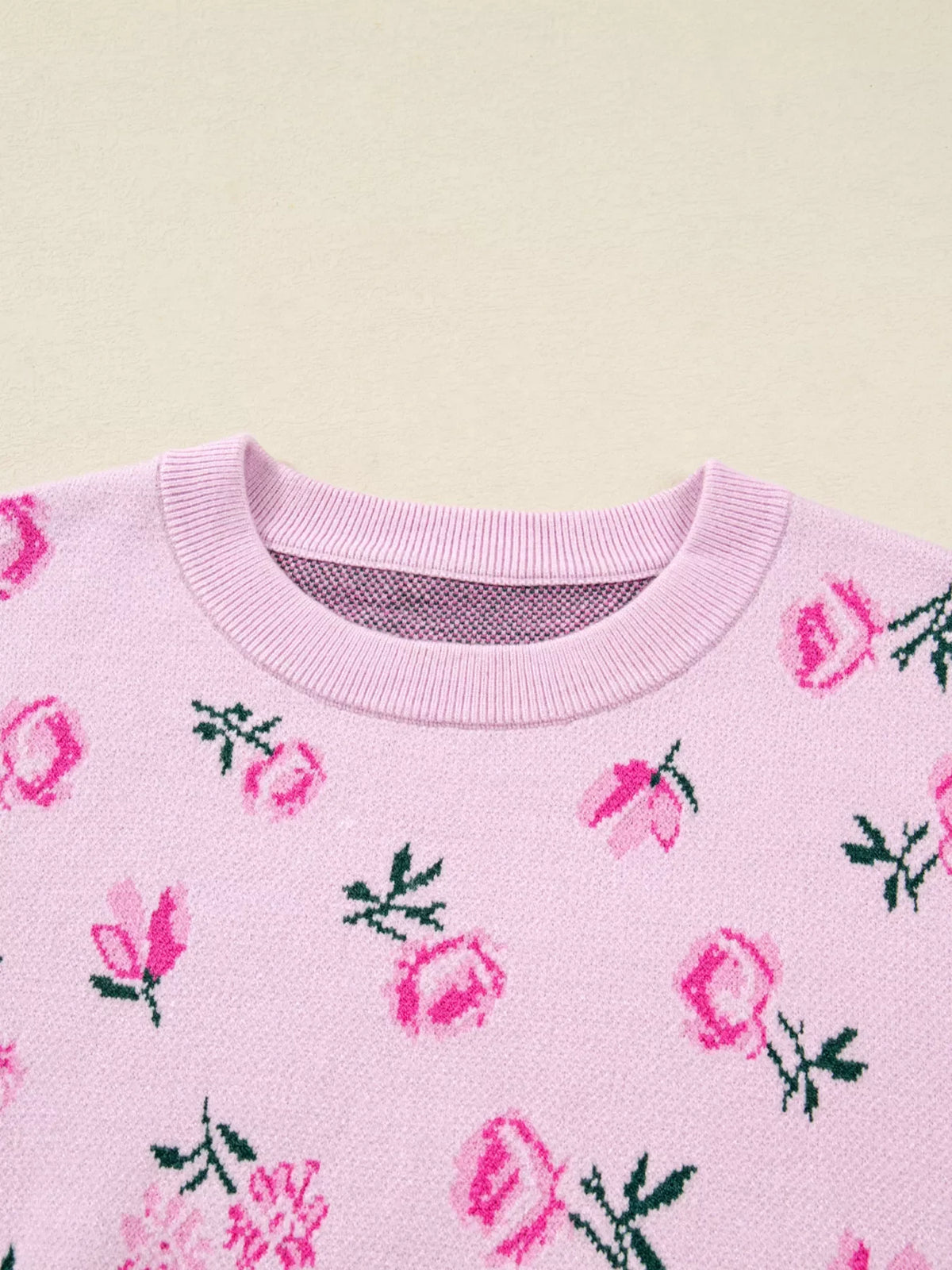 Floral Drop Shoulder Cropped Sweater