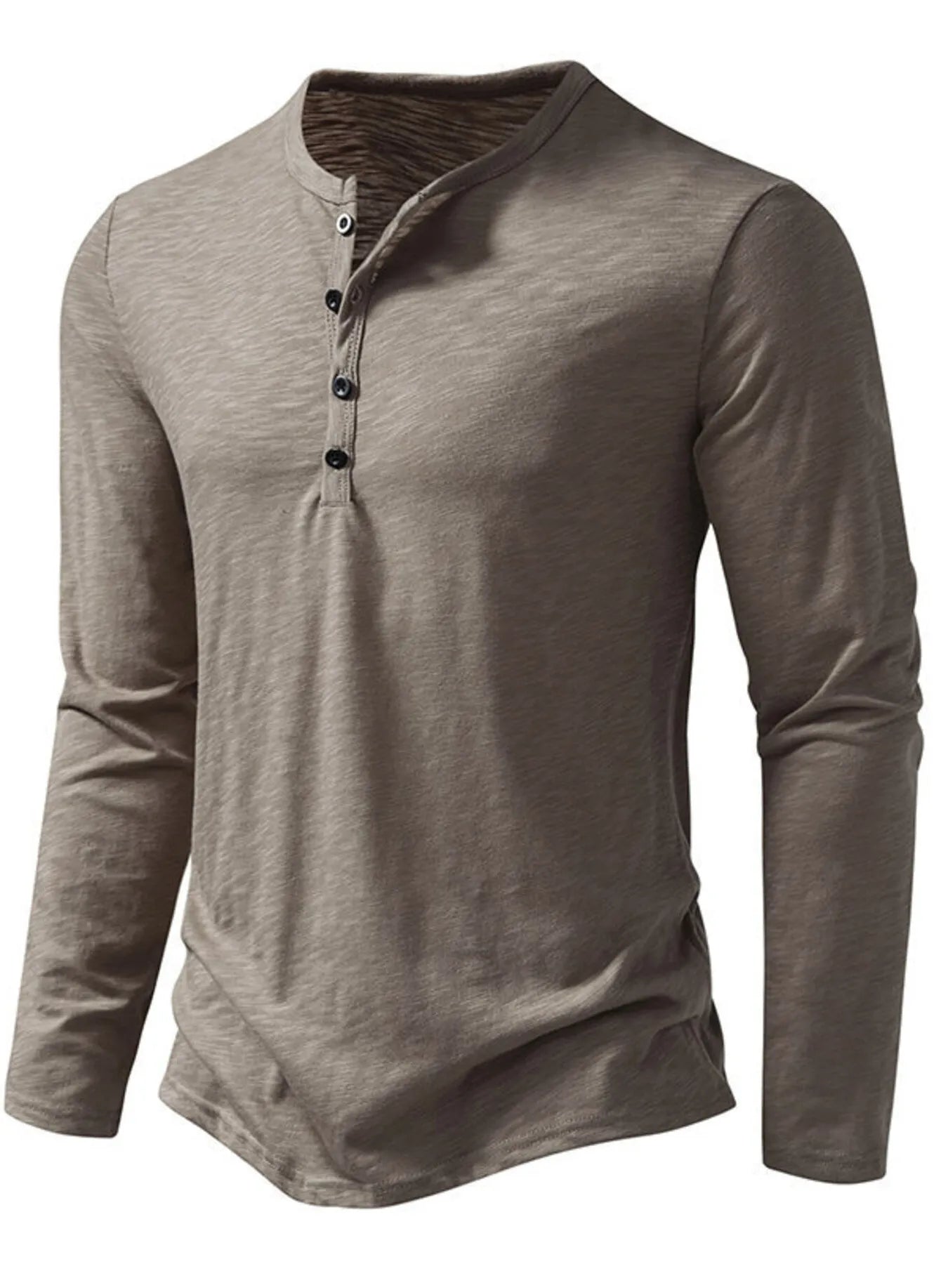 Camiseta de manga larga con botones para hombre