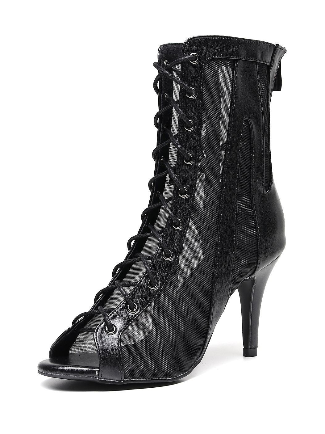 Women's Black High-Heel Ankle Boots Latin Dance