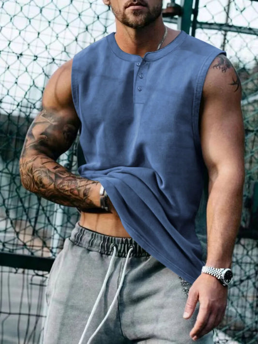Camiseta de tirantes con cuello redondo talla grande para hombre
