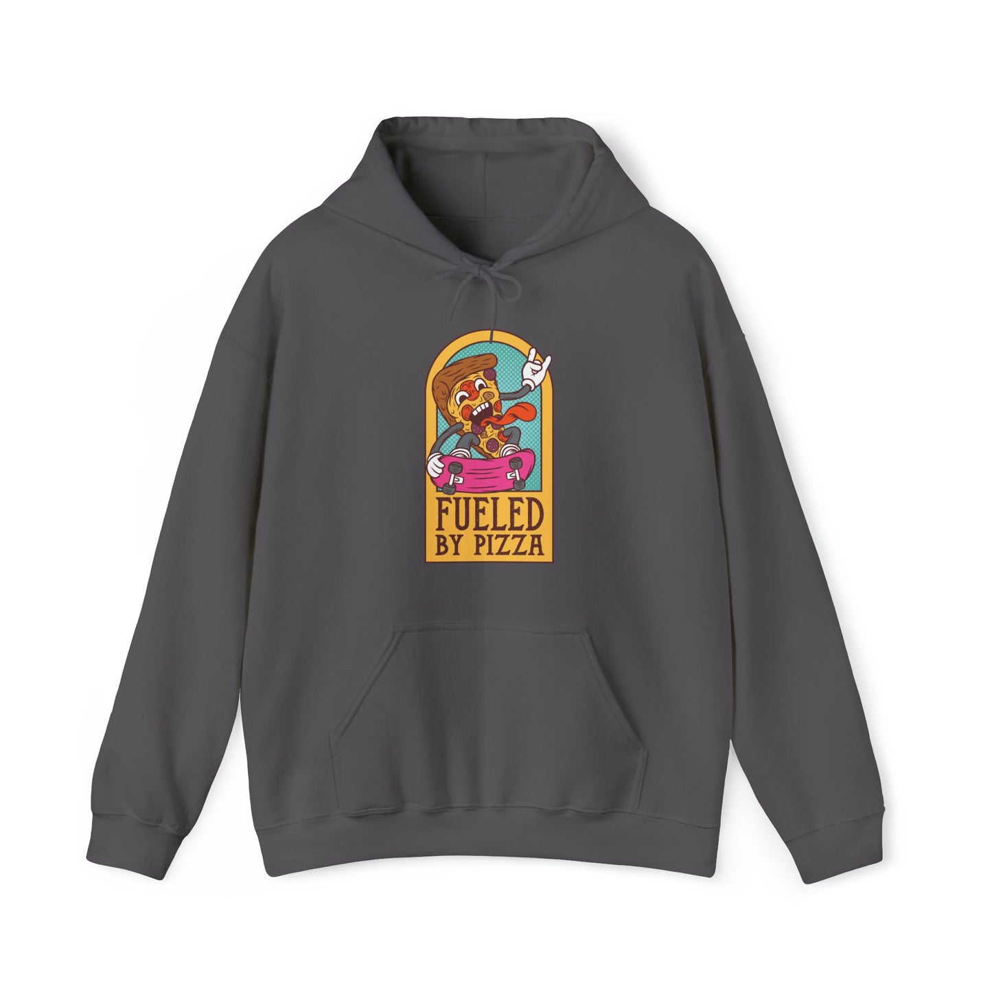 "Sudadera con capucha DirkyThreadz alimentada por pizza - Diseño gráfico divertido para amantes de la pizza"