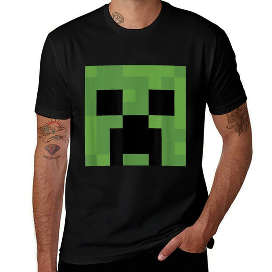 Camiseta Minecraft Creeper con cara grande y mangas remangadas