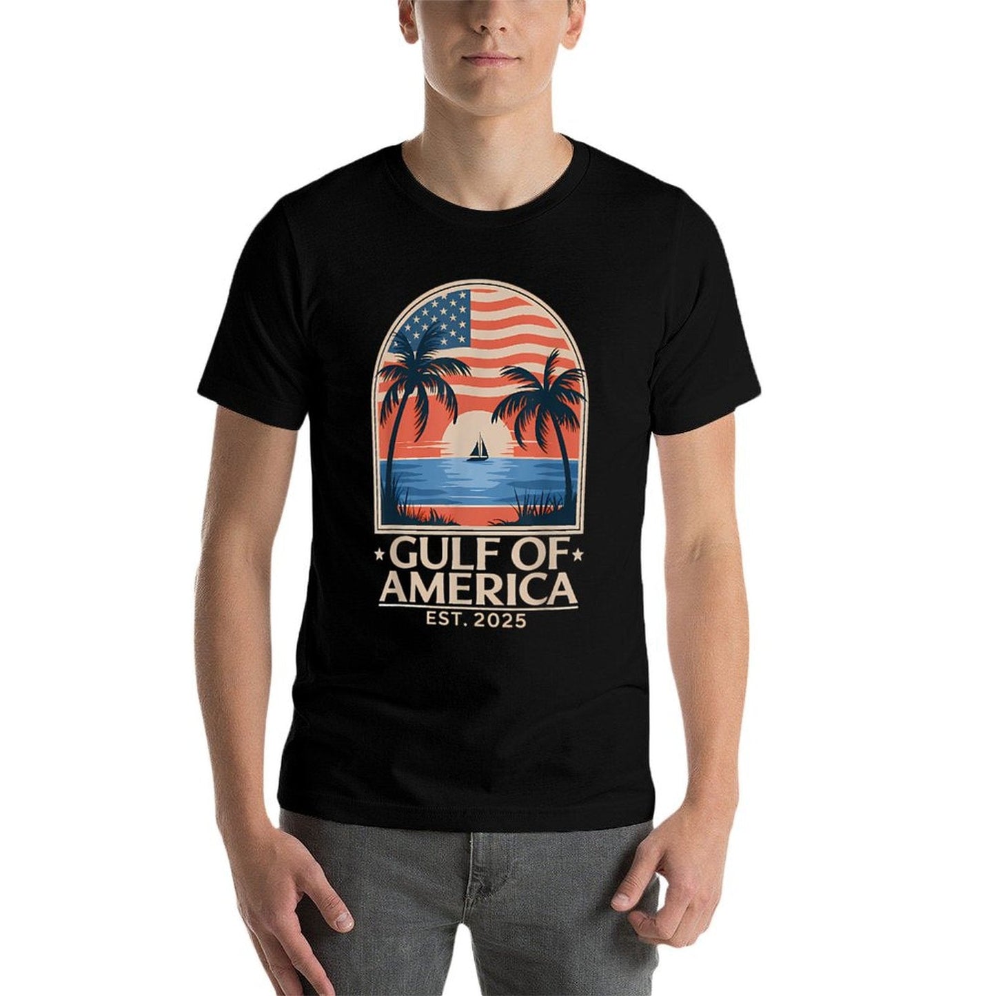 Gulf Of Usa America Est 2025 American Flag Summer-ready Fabric T-Shirt