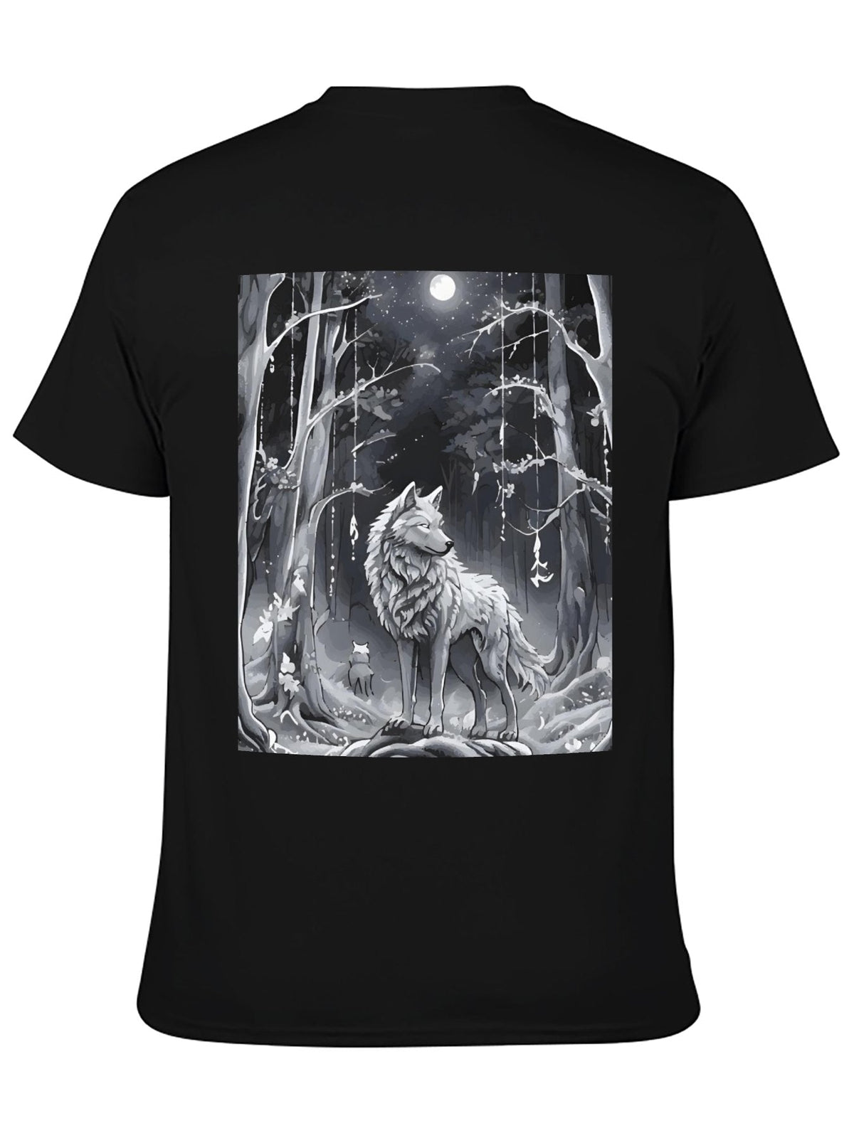Ethereal Wolf in the Moonlight Short Sleeve Graphic T-Shirt (Back Printing)