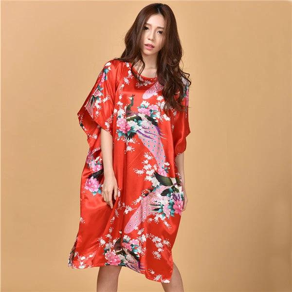 Printed peacock plus size nightdress
