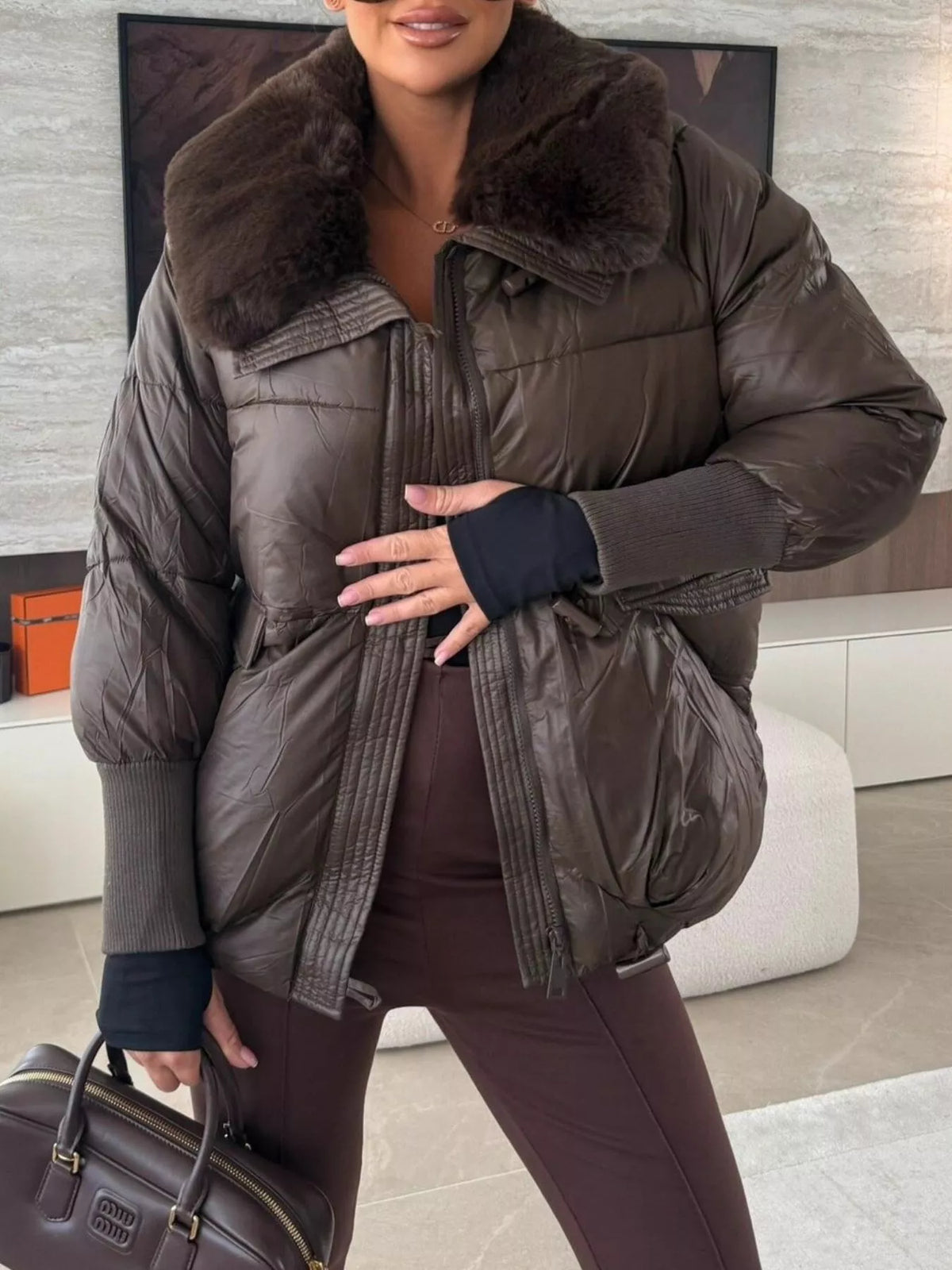 Fur Collar Padded Puffer Jacket