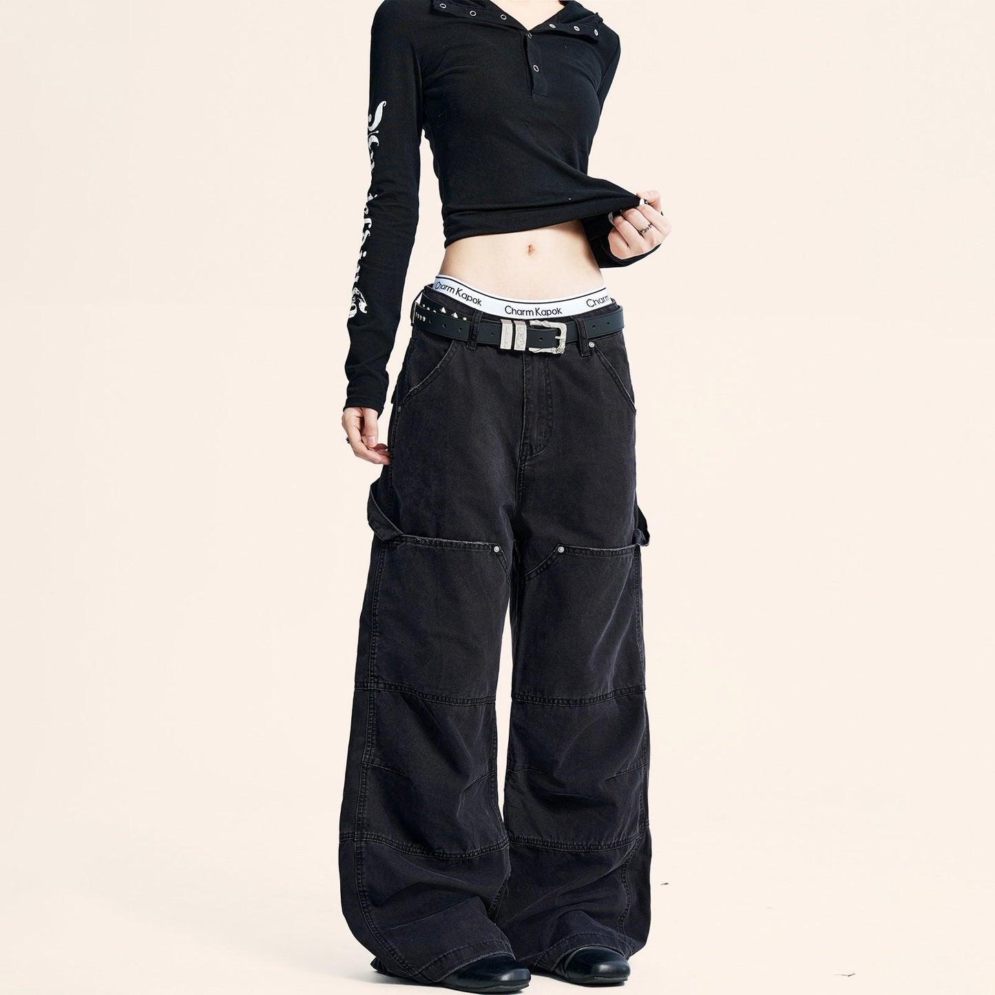 Womens Versatile Retro American-style Workwear Denim Jeans