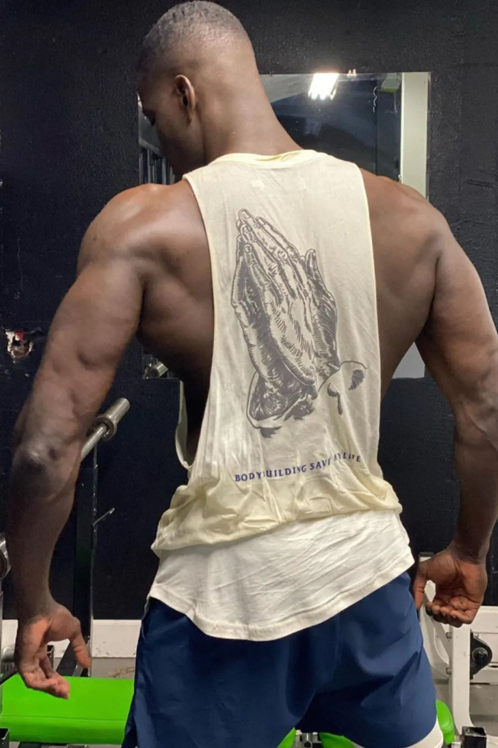 Camiseta sin mangas con gráfico y cuello redondo para hombre