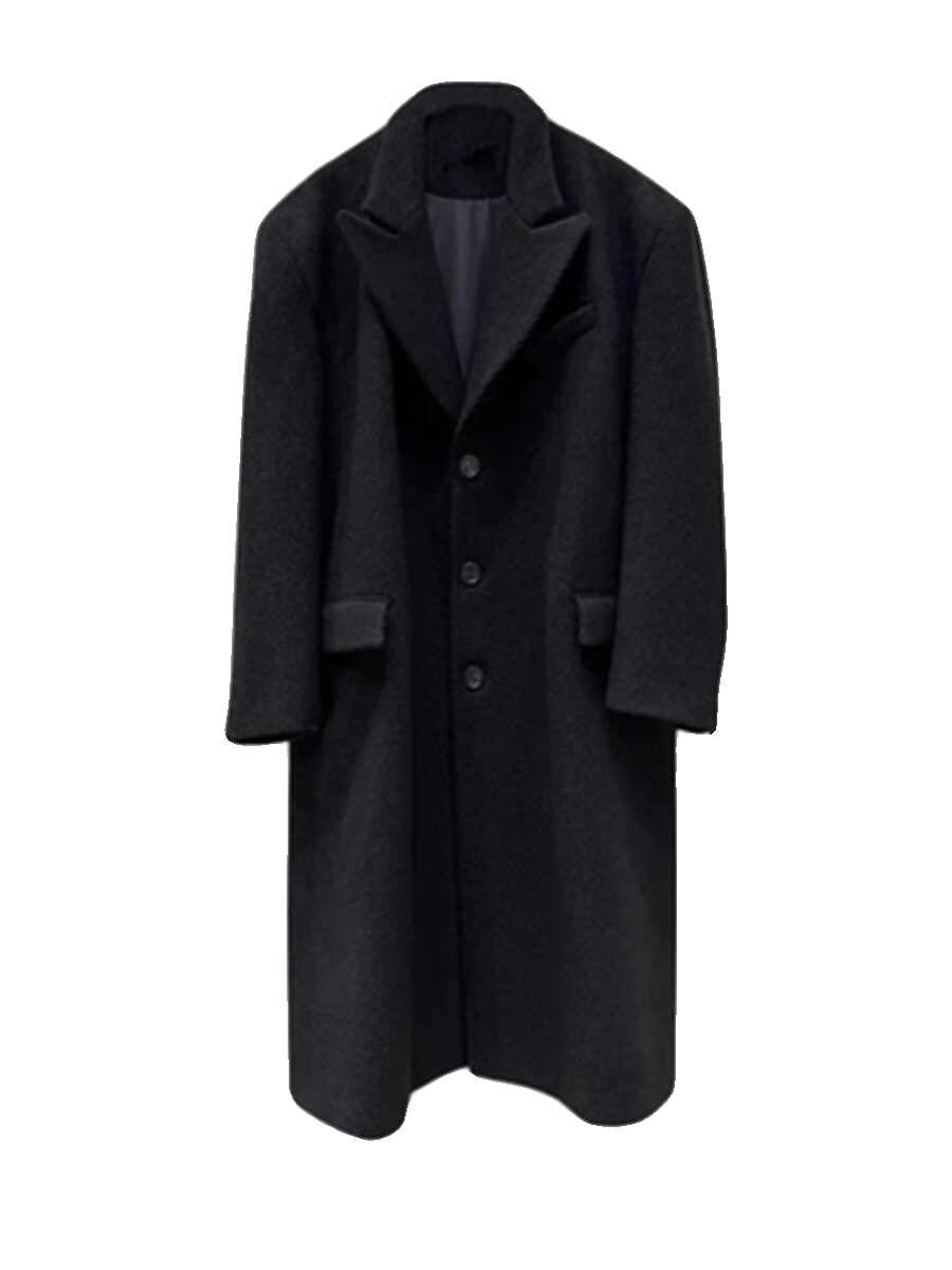 Nerazzurri Winter Men's Overcoat Coat Long Below The Knee Wool