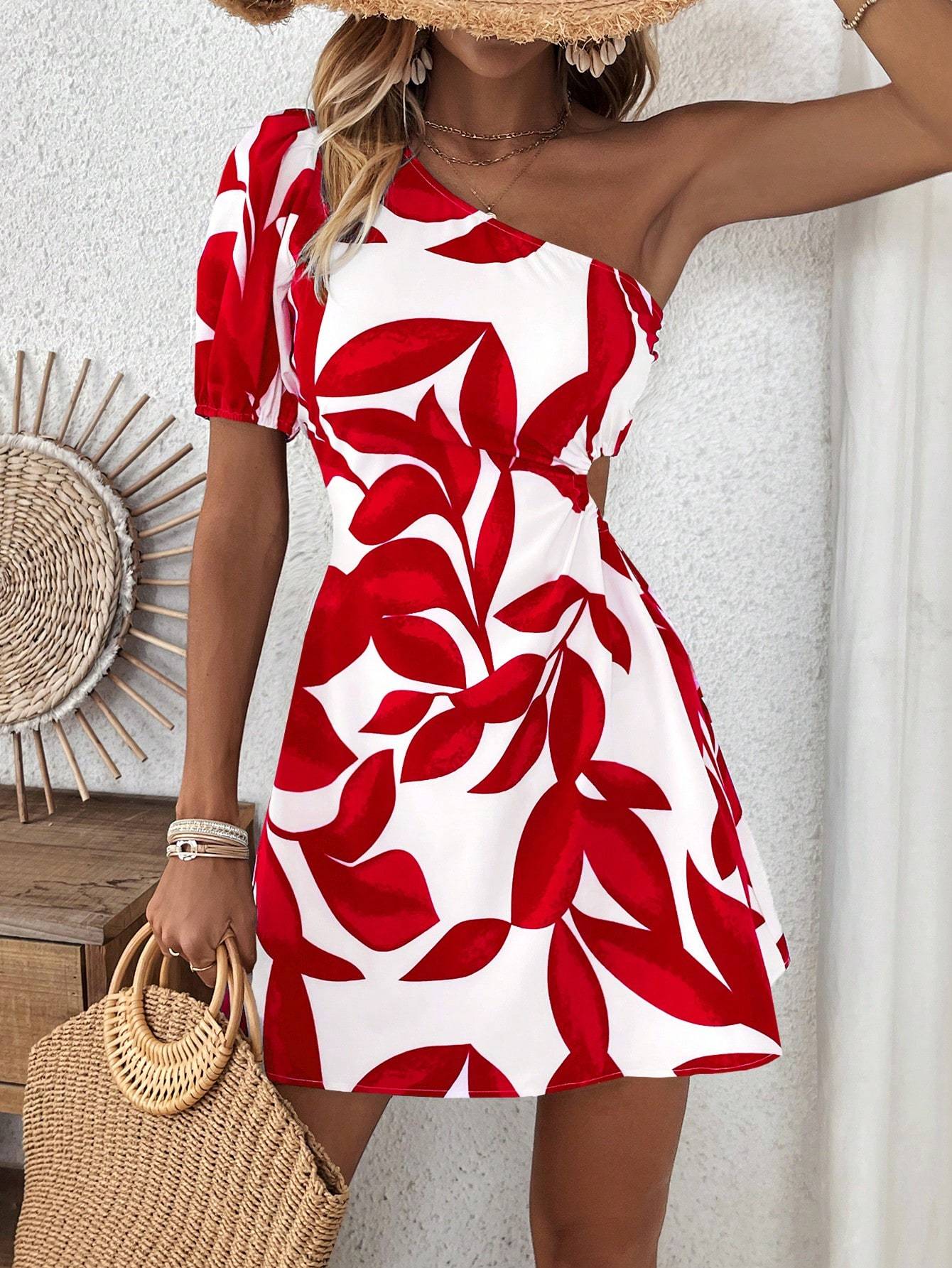 Vestido de verano con mangas abullonadas para mujer – Atuendo para vacaciones y playa