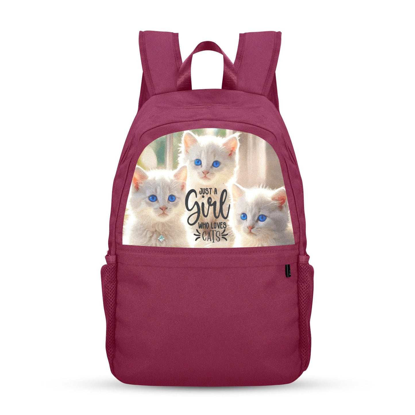Just a Girl Who Loves Cats Magenta Backpack | Upper Part Printing