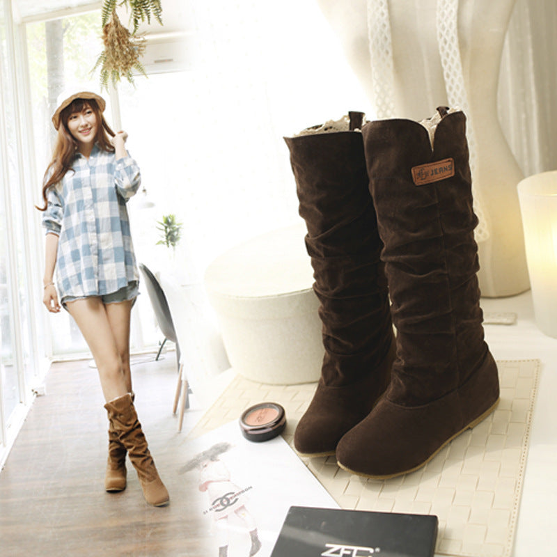Women's Lace Frosted Flat Boots