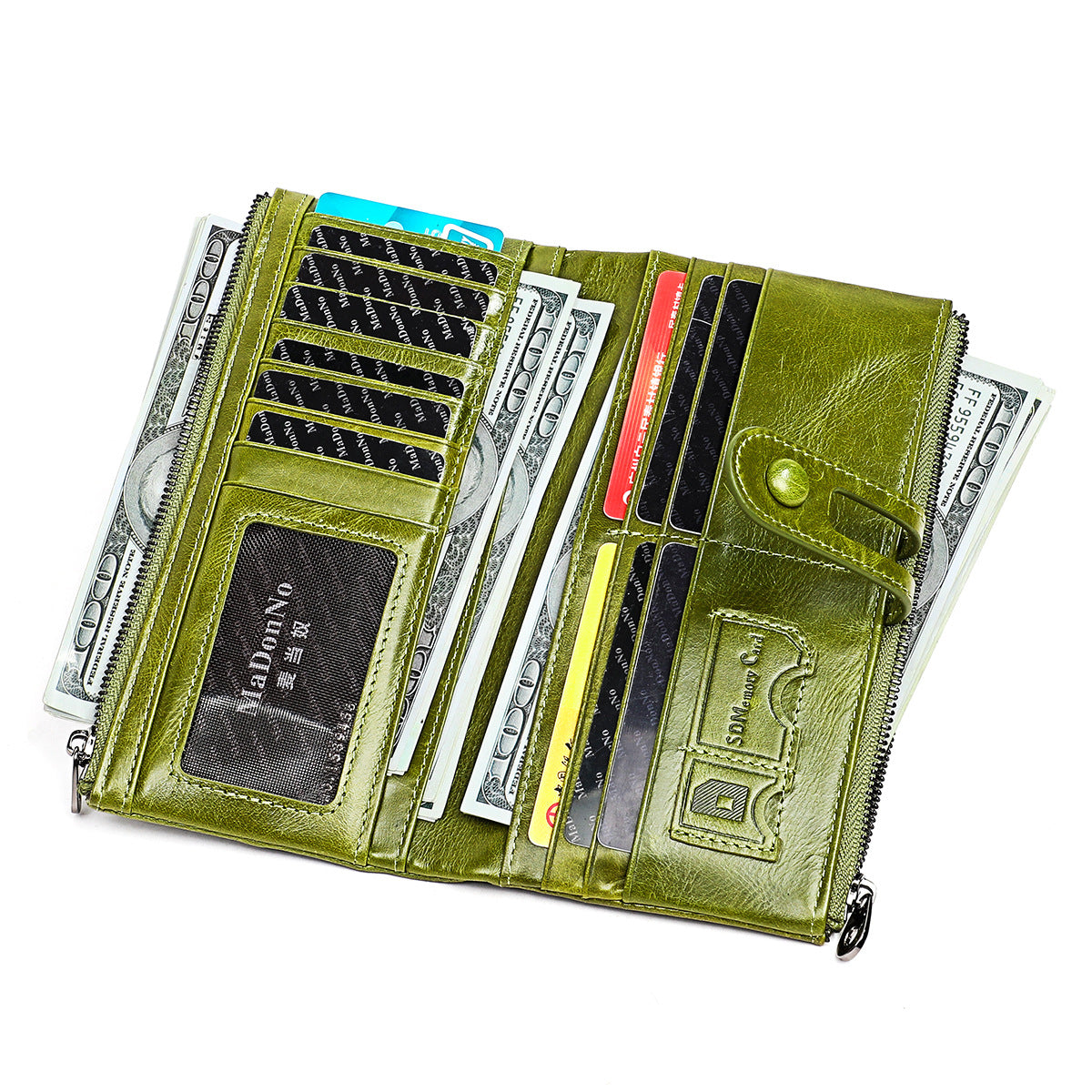 Unisex Top Layer Leather Tri-Fold Wallet