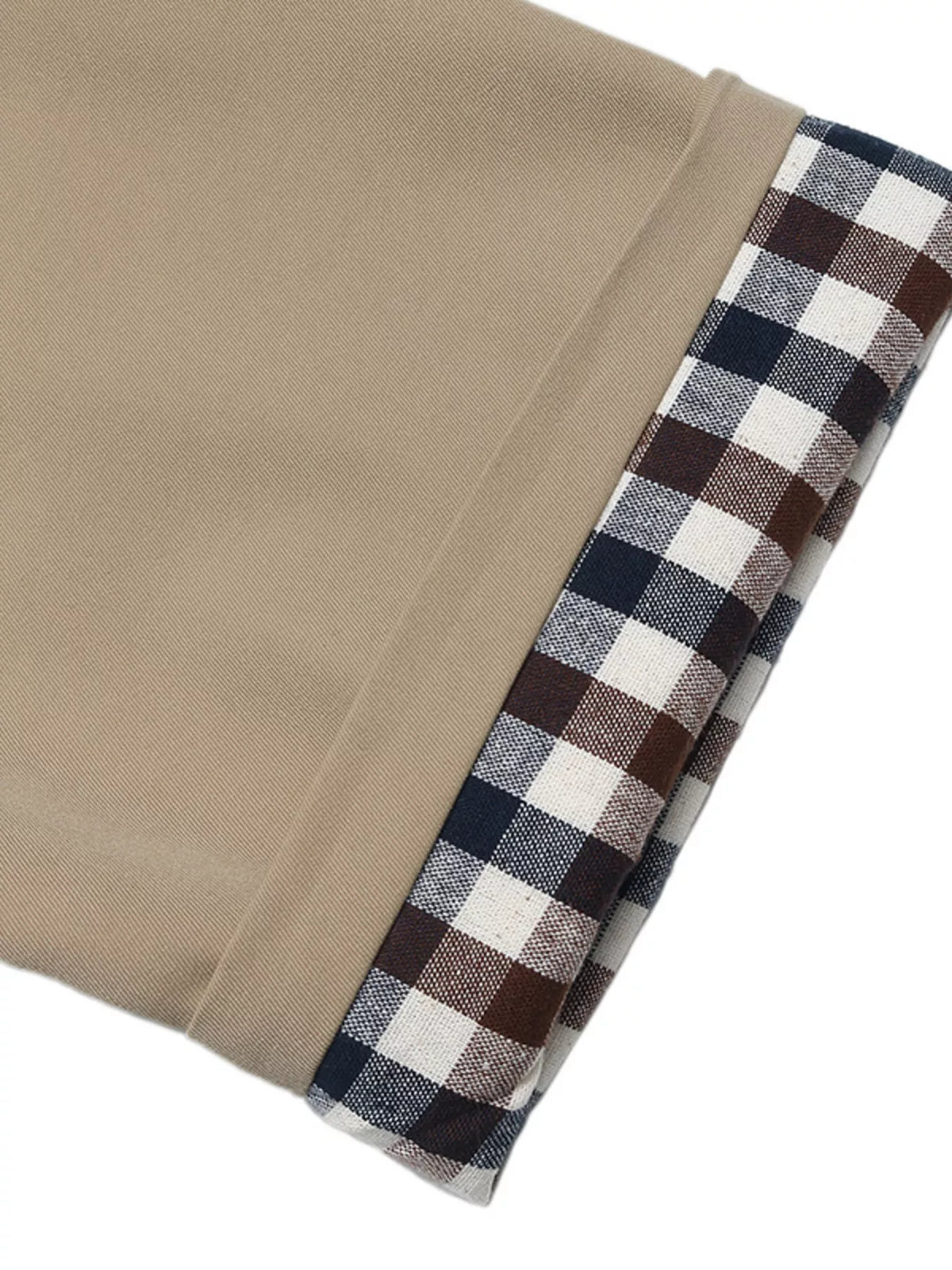 Checkered Lining Button Up Trench Coat