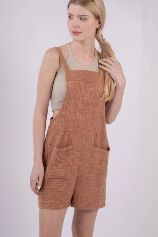 Accesorios Tendencia: Mono holgado de gasa casual para mujer con bolsillos, ligero
