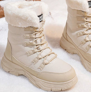 Zapatos de invierno casuales y cómodos con suela gruesa y forro polar para mujer