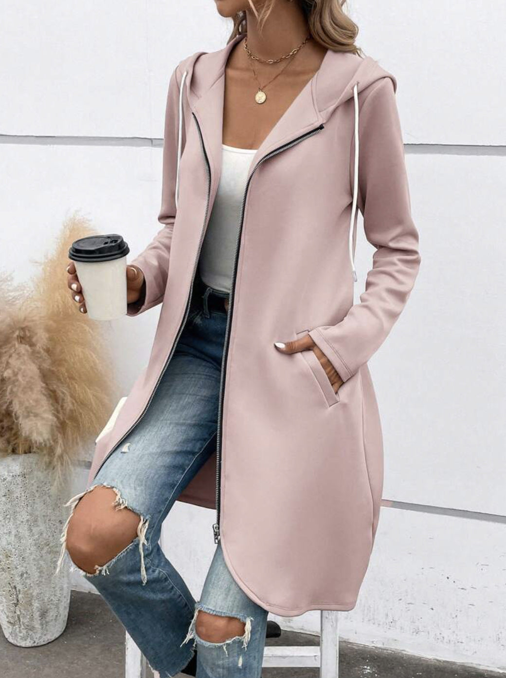 Sudadera de terciopelo con capucha y cremallera para mujer | Ropa urbana cómoda
