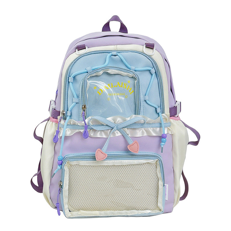 Unisex Cute Bow-Knot Middle School Student Large-Capacity Backpack