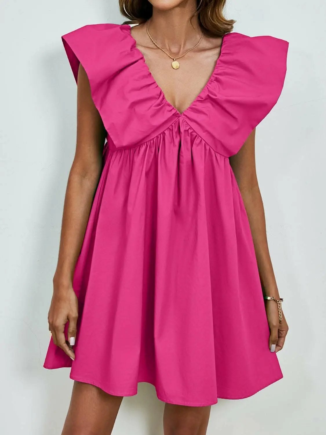 Dresses Trendsi V-neck cap sleeve mini dress