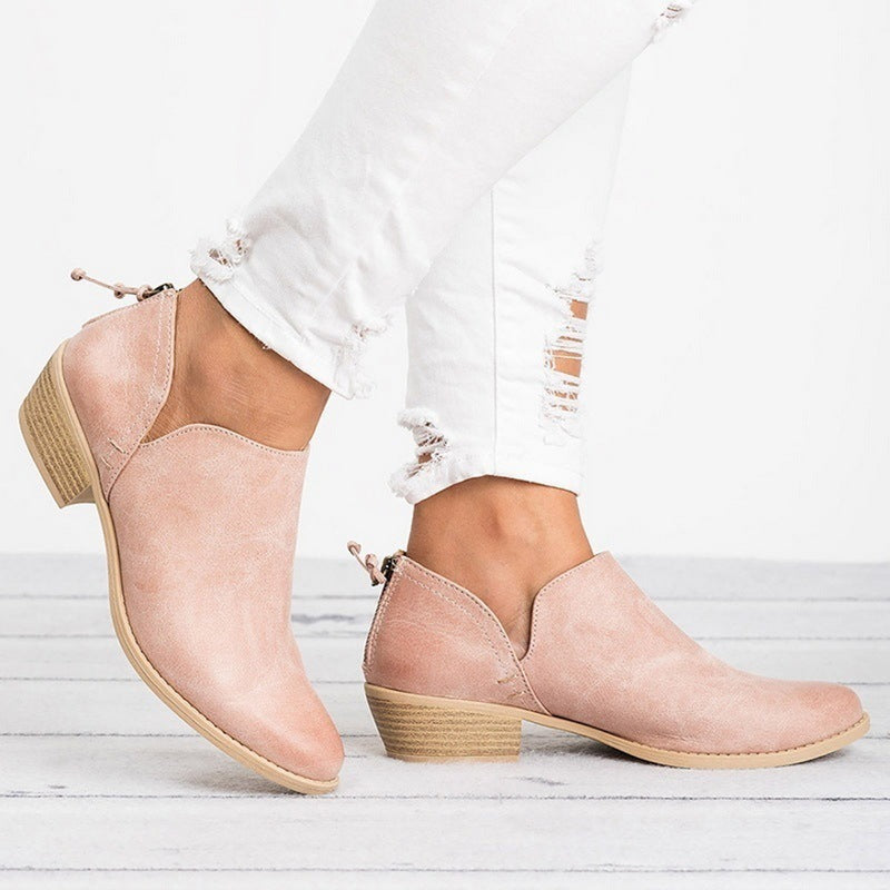 Zapatos de mujer de otoño Botines retro de tacón alto