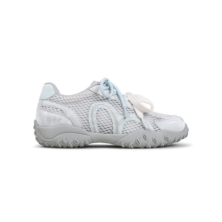 Women Breathable Mesh Lace Up Sneakers Two Pairs Shoelace Retro Casual Training Shoes