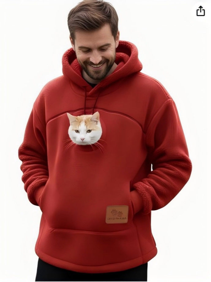 2025 European And American Style Fleece-Lined Hooded Sweatshirt, Unisex, Loose Fit, Casual, Warm, Cross-Border Bestseller With Drawstring