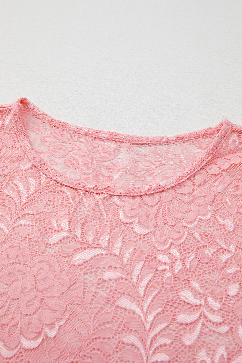Top transparente de manga larga con encaje floral Blossom