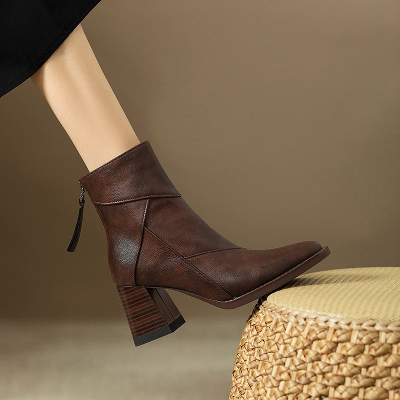 Women's Retro Chunky Heel Ankle Boots